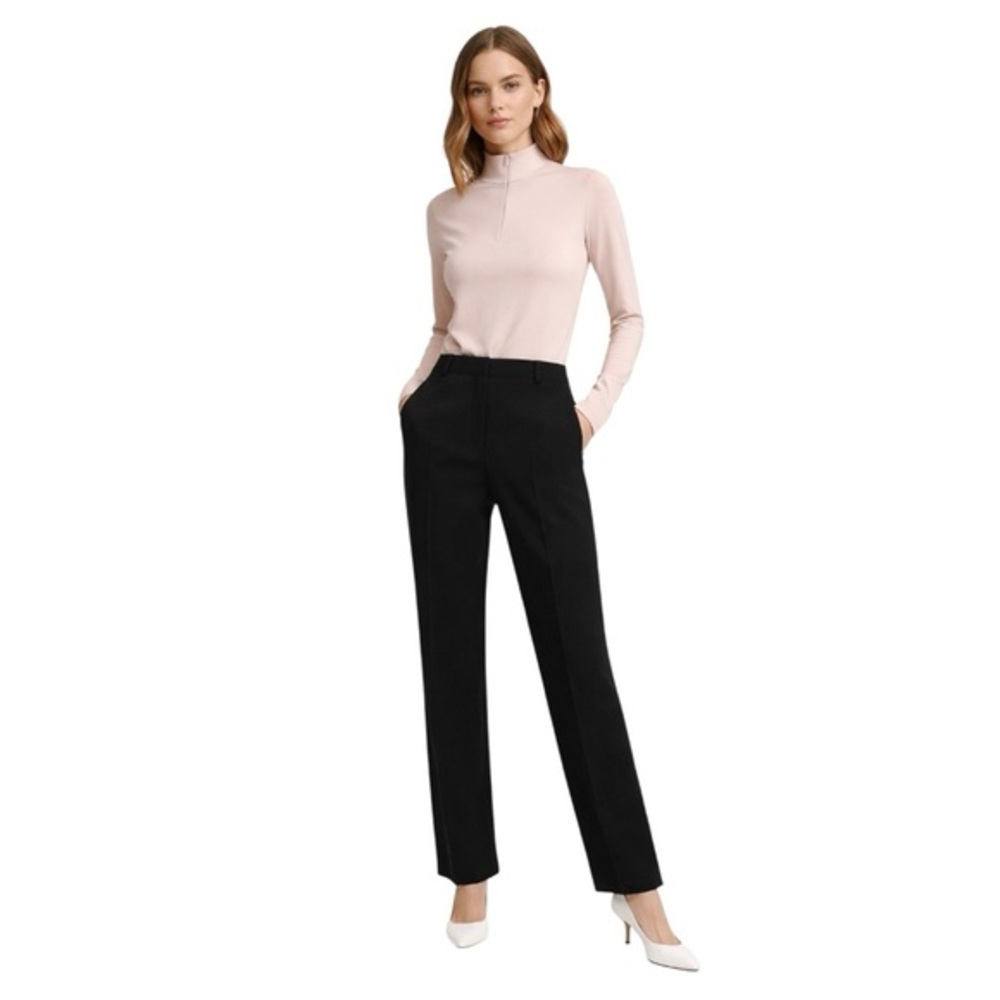 Vince Cream Ribbed Mock Neck Quarter Zip Top Long Sleeve Knit Minimalist Size M